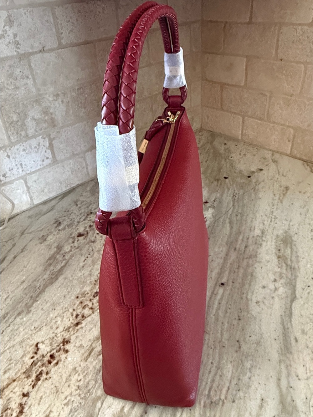 Michael Kors Brandy Leather Shoulder Bag with Braided Handle - Picture 3 of 11